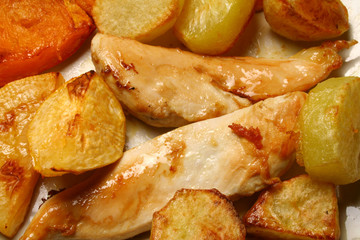 blancs de poulet et légumes