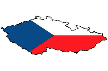 Obraz premium Flagge und Karte von Tschechien