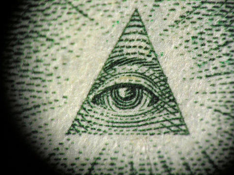 detail of the pyramid on the one dollar bill