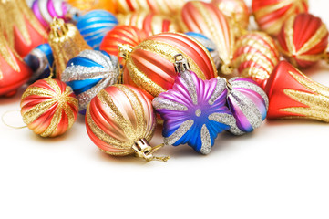 Lots of christmas decoration on white background