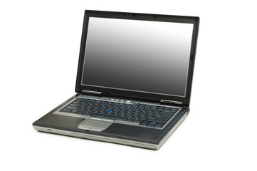 Silver laptop isolated on the white background