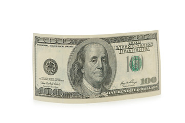 Dollar bank note isolated on the white