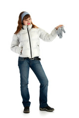girl in jacket with glove