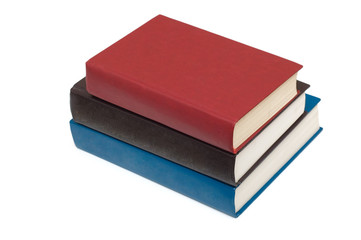 Three colourful books isolated on the white