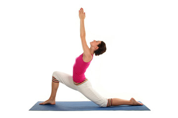Side profile of a woman doing yoga