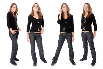 Obraz premium Jeune fille ecoute de la musique debout