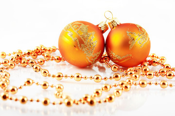Christmas balls and ribbon 