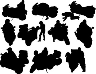 Silhouette of motobikers