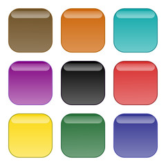 Nine color square aqua web buttons