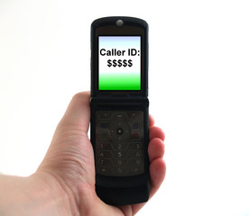 Cellular Phone held in hand with color screen
