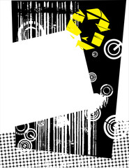 abstract composition-black , white, yellow