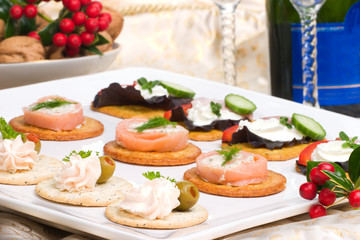 Tray full of fresh canapes