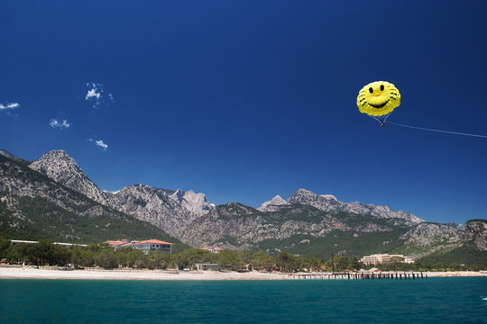 Sea Landscape with parasailer