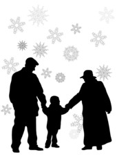 vector grandparents with grandson