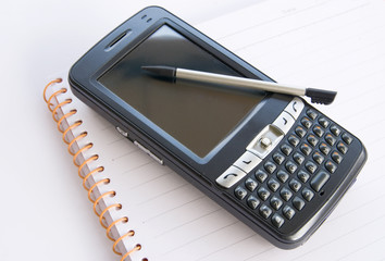 Notepad,memo and PDA on white background