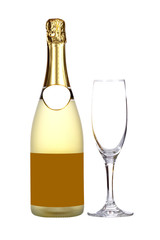 Champagne bottle and glass