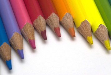 colors pencils on white background 