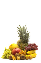 Fototapeta na wymiar fresh exotic fruits on white background