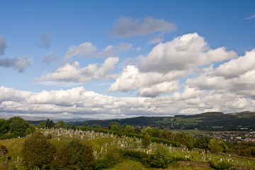 Fototapeta na wymiar Stirling cemetery under a cloudy sky