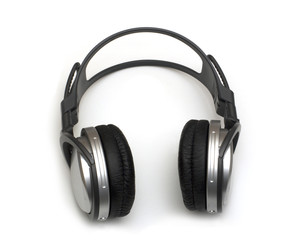 Fototapeta na wymiar music headphones without wires on white backgrounds
