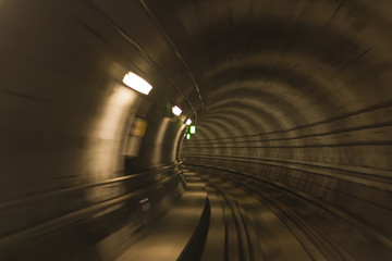 Metro tunnel, blurred motion