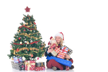 teenager holding xmas gifts