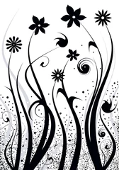 Afwasbaar Fotobehang Zwart wit bloemen bloemen compositie