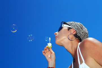 blowing bubbles