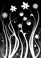 Printed kitchen splashbacks Flowers black and white composition florale n°2