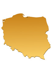 Carte de la Pologne marron
