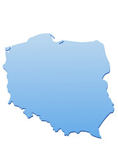 Carte de la Pologne bleu