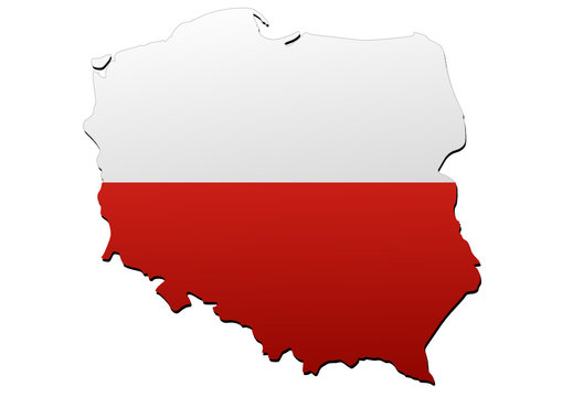 Carte de la Pologne (Drapeau)
