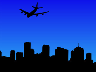 Fototapeta na wymiar plane arriving in New Orleans