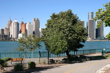 view of Detroit skyline from Windsor, Ontario