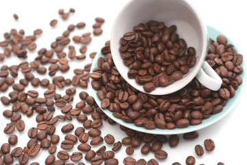 The  cup with fragrant coffee costs on a table