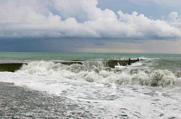 Storm with high waves