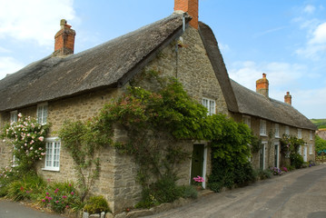 Fototapeta na wymiar Cottages in Abbotsbury