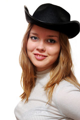 Model in hat