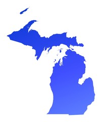 blue gradient map of Michigan, USA