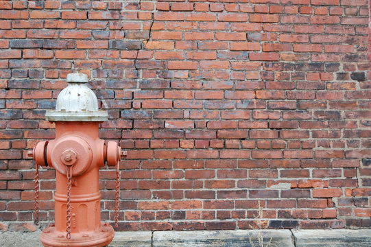 Brick Wall with Fire Hydrant