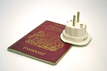 Passport and electrical adapter