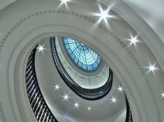 Fototapeta premium Spiral staircase with glass atrium