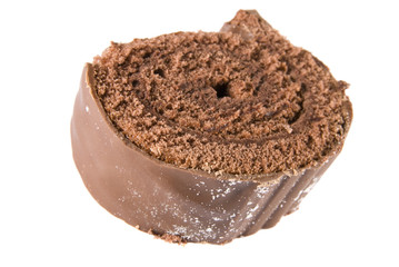 Slice of Christmas chocolate Yule log