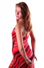 Frau mit roten Kleid