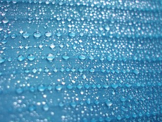 Blue water drops on wet surface