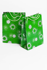 Green Christmas paper bags