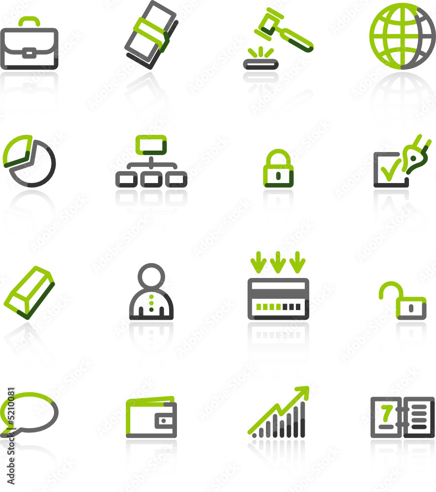 Sticker green-gray business icons