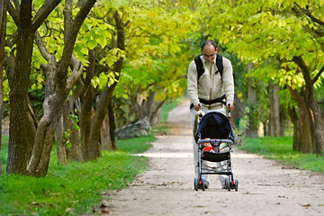 father with son in park