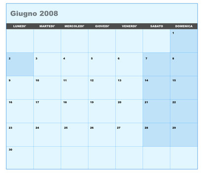 Calendario vettoriale giugno 2008