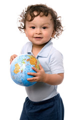 Child with globe.